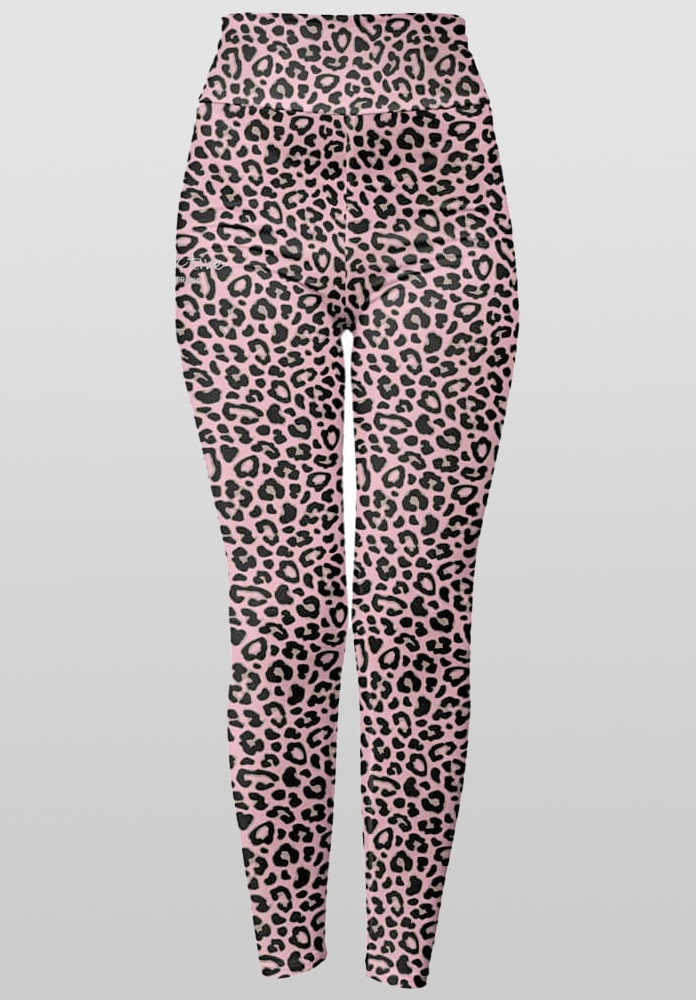 Women's Gym Leggings, High Waisted - Pink Leopard Print – LC