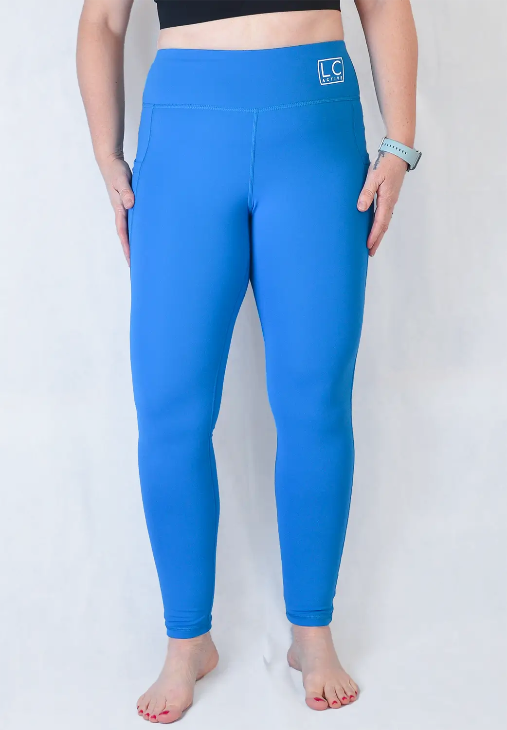 Signature High Waisted Gym Leggings With Pockets - Bright Blue LC Active