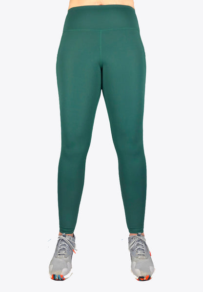 High Waisted Green Gym Leggings With Pockets