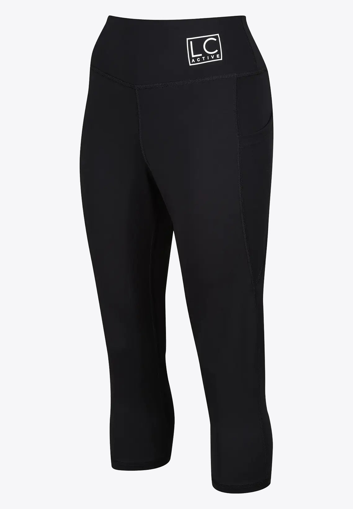 Cropped High Waisted Gym Leggings With Pockets For Women - LC Active Black