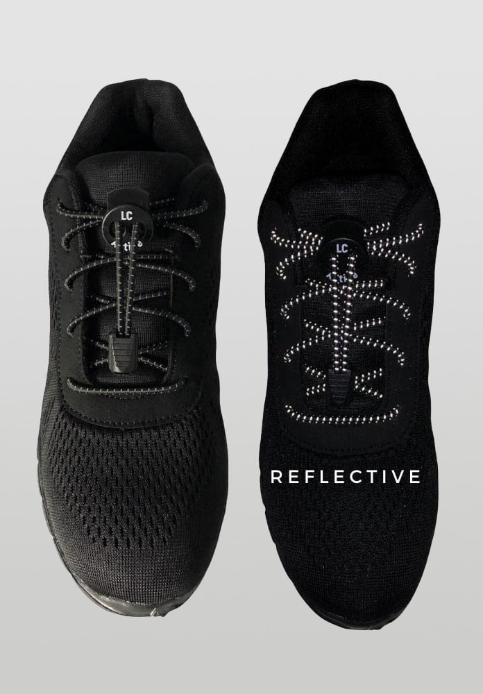 LC Active Reflective No-Tie Laces Running Black