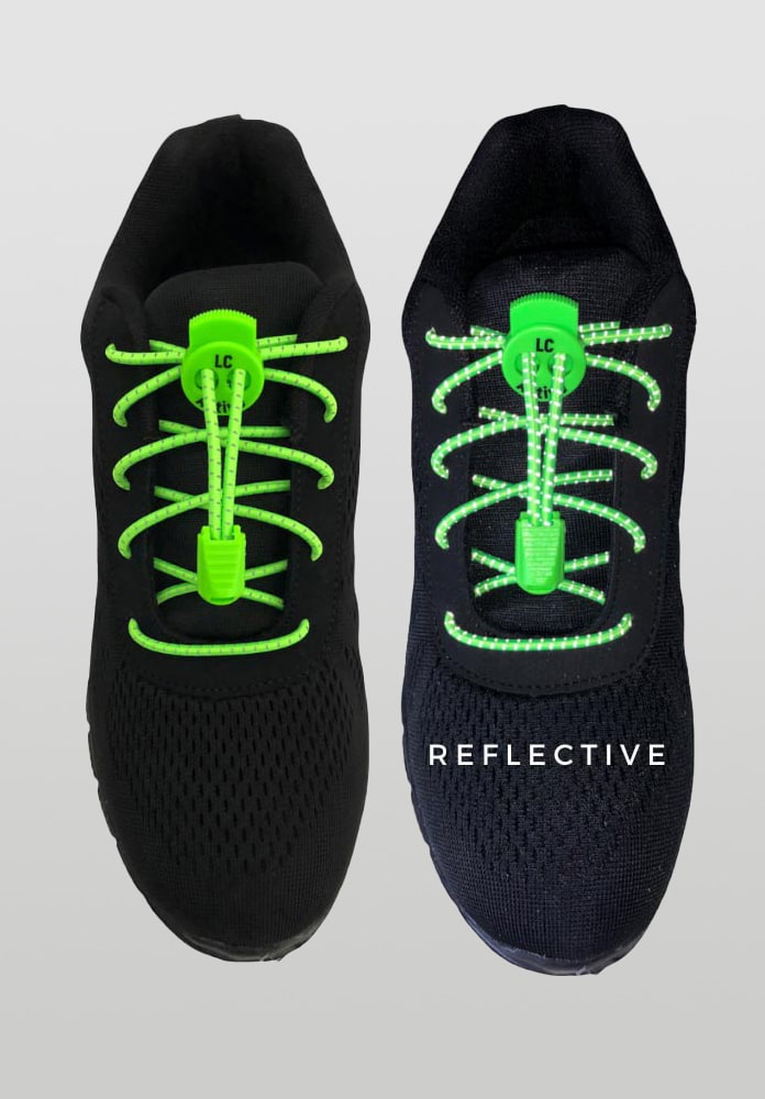 LC Active Reflective No-Tie Laces Running Green