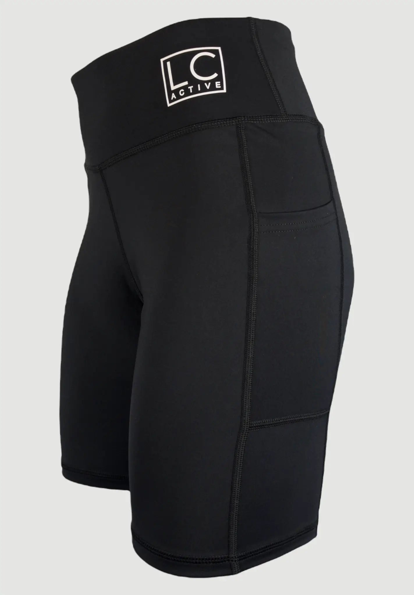 High-Waisted-Gym-shorts For-Women-black side pocket Leggings Signature LC-Active