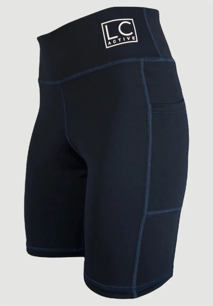 High-Waisted-Gym-shorts For-Women-navy side pocket Leggings Signature LC-Active
