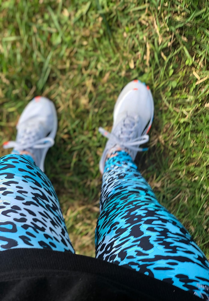 LC Active Full Length Leggings Activewear Blue Leopard Animal Print