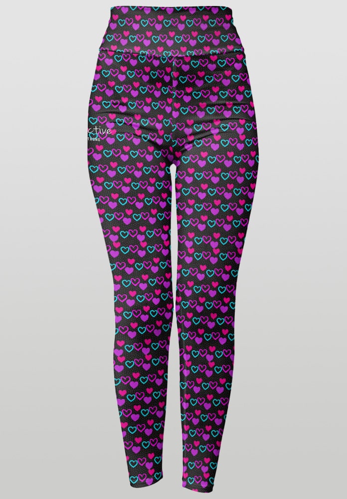 LC Active Full Length Leggings Activewear Neon Hearts