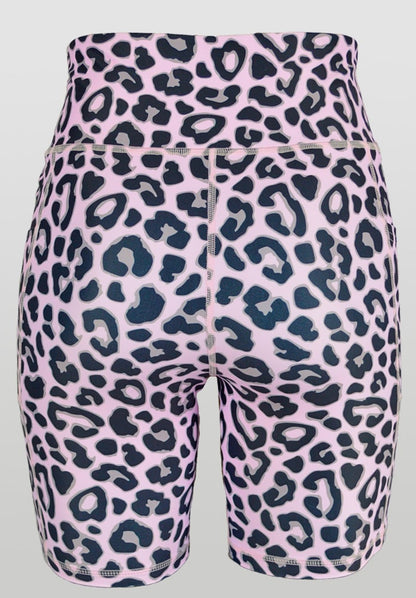LC Active Shorts With Pockets Active Stretch Pink Leopard Animal Print