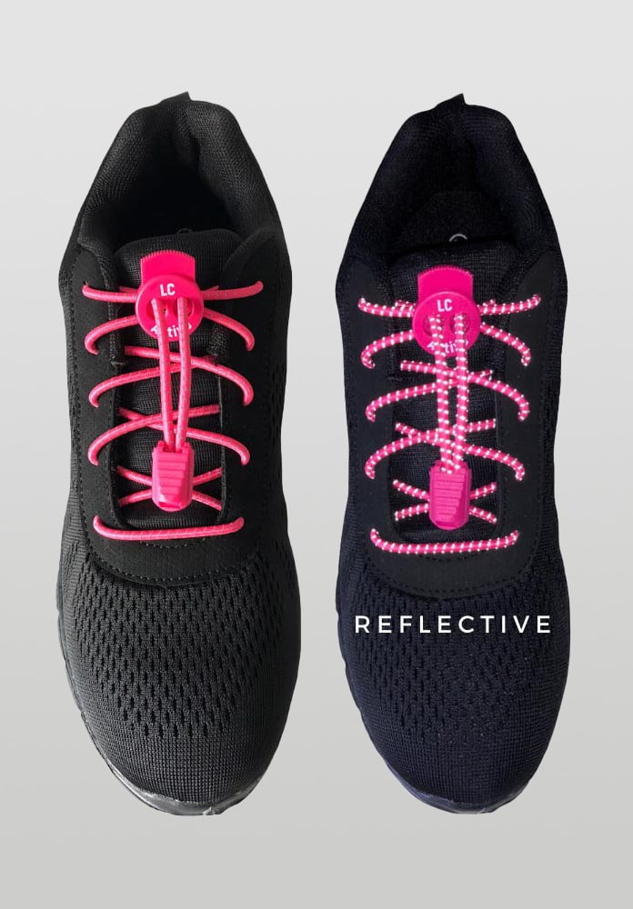 LC Active Reflective No-Tie Laces Running Pink