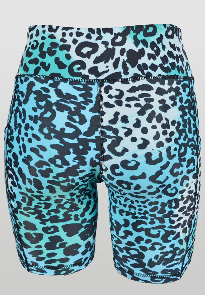LC Active Bike Length Shorts Activewear Blue Leopard