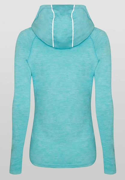 LC Active Cowl Neck Hoodie Blue Turquoise Reflective