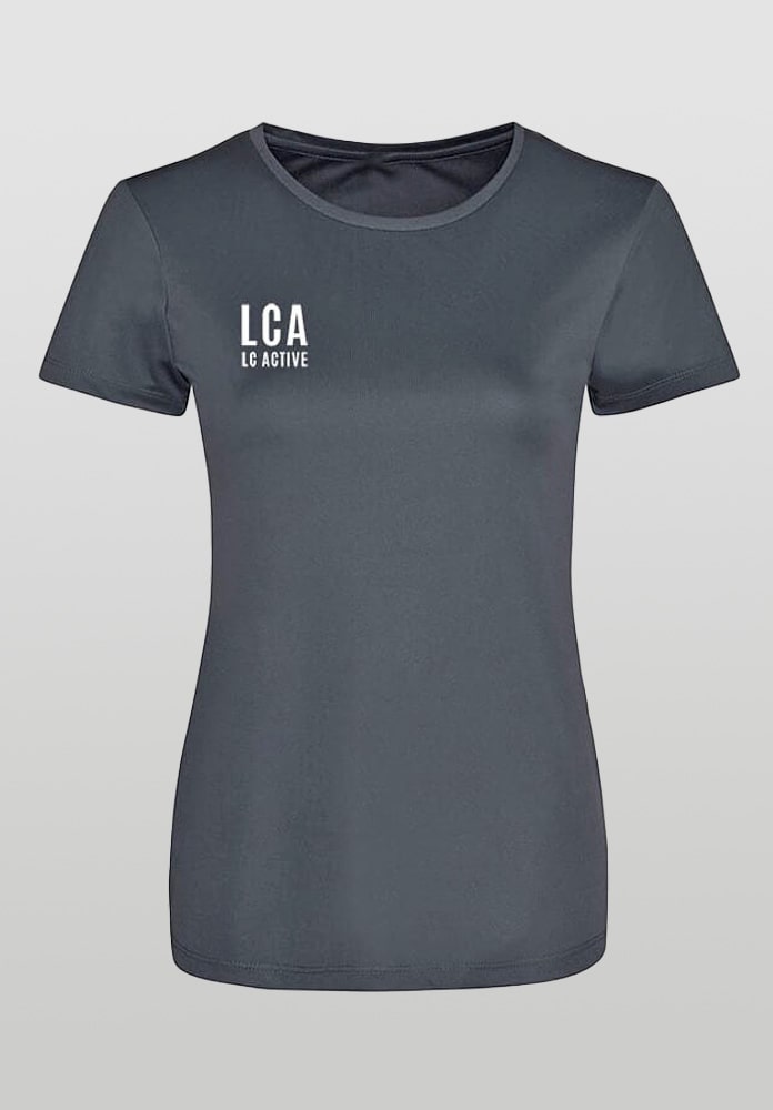 LC Active Short Sleeve Running Logo Top Charcoal